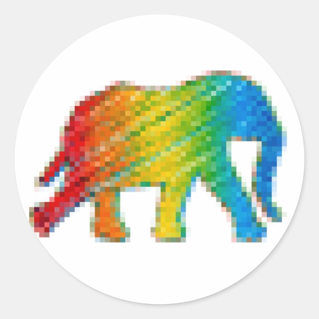 Sticker Rond Eléphant avec Pixels (Devant)