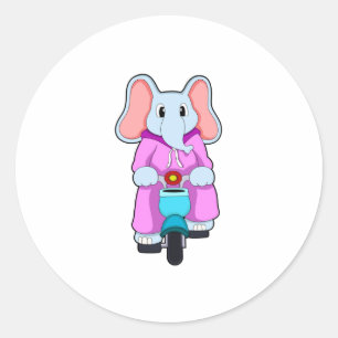 Sticker Rond Eléphant avec vélo