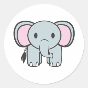 Sticker Rond Eléphant bébé