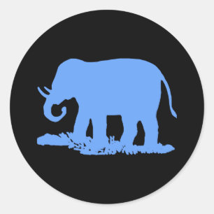 Sticker Rond Eléphant bleu
