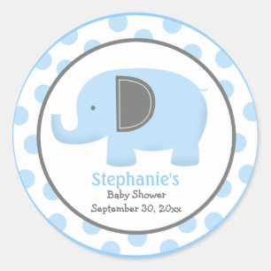Sticker rond Eléphant bleu et gris