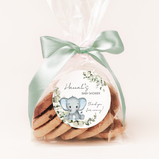 Sticker Rond Elephant Boy Baby shower Favoriser (Créateur téléchargé)