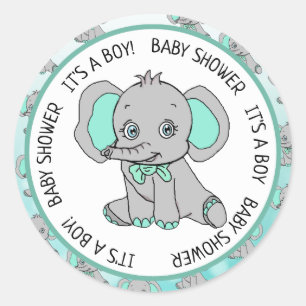 Sticker Rond Elephant, C'est un garçon, Baby shower