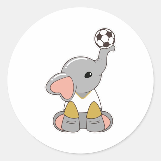 Sticker Rond Elephant comme joueur de football avec balle de fo (Devant)