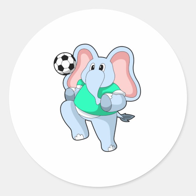 Sticker Rond Elephant comme joueur de football avec Soccer.PNG (Devant)