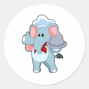 Sticker Rond Elephant comme serveur avec Plattre