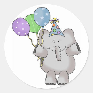 Sticker Rond Eléphant d'anniversaire