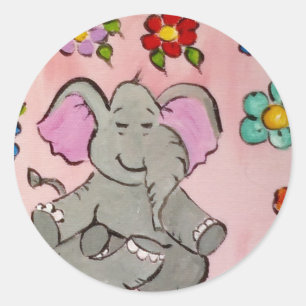 Sticker Rond Éléphant dans la méditation