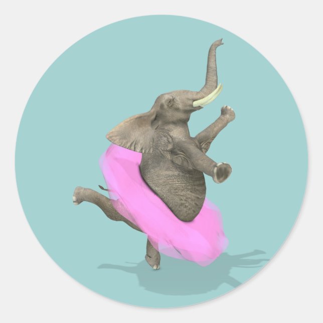 Sticker Rond Éléphant de ballet en pointe (Devant)
