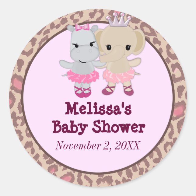 Sticker Rond ELEPHANT DE FILLE HIPPO Tu Tu Cute Bébé blanc TTC  (Devant)
