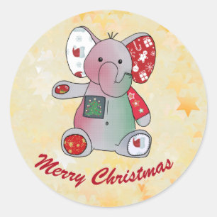 Sticker Rond Éléphant de Noël