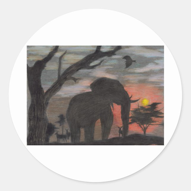 Sticker Rond Éléphant d'ombre (Devant)