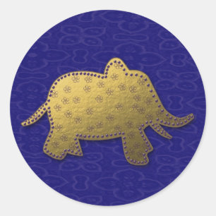 Sticker Rond éléphant en or