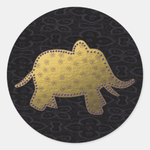 Sticker Rond éléphant en or