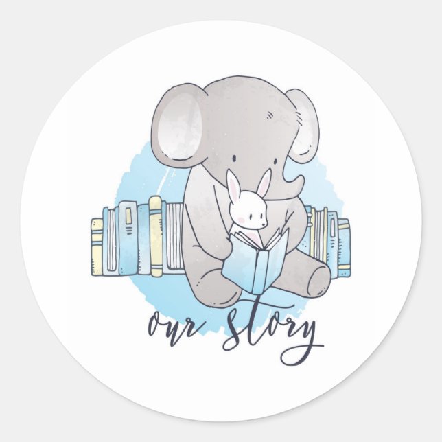 Sticker Rond Elephant et collant lapin (Devant)