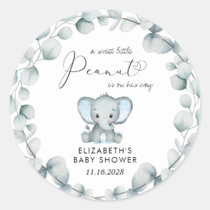 Sticker Rond Eléphant Eucalyptus Baby Boy Douche