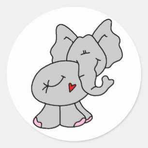 Sticker Rond Eléphant gris mou