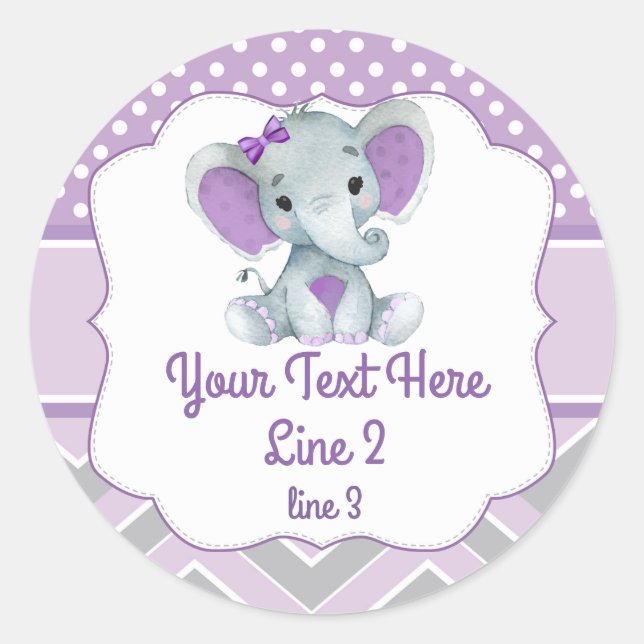 Sticker rond Eléphant Gris Violet (Devant)