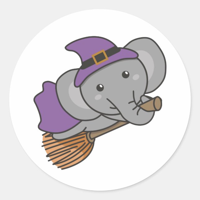 Sticker Rond Elephant Halloween sorcière enfants sorcières cost (Devant)