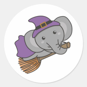 Sticker Rond Elephant Halloween sorcière enfants sorcières cost