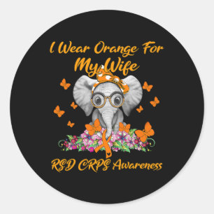 Sticker Rond Elephant Je Porte Orange Pour Ma Femme RSD CRPS Aw