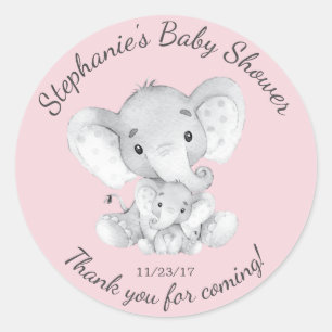 Sticker Rond Elephant Jungle Animaux Baby shower Favoriser Stic