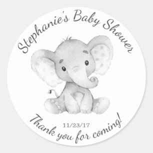 Sticker Rond Elephant Jungle Animaux Baby shower Favoriser Stic