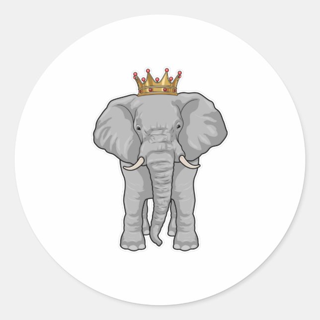 Sticker Rond Elephant King Crown (Devant)