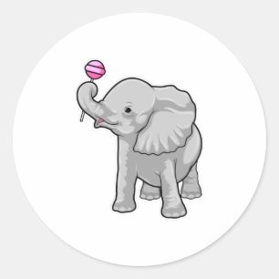 Sticker Rond Eléphant Lollipop