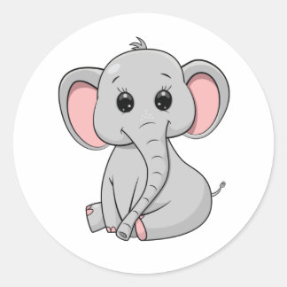 Sticker Rond Eléphant mou