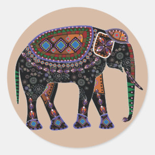 Sticker Rond Eléphant orné