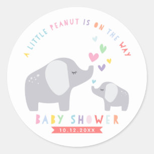 Sticker Rond Eléphant Petit Arachide   BABY SHOWER   Arc en cie