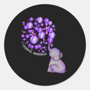 Sticker Rond Eléphant Poussant Des Lons Violets Surdose