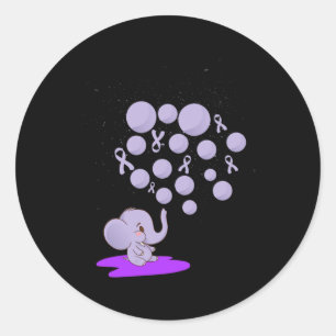 Sticker Rond Eléphant Poussant Des Lons Violets Surdose