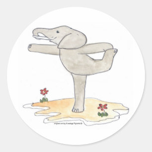 Sticker Rond Elephant Pratiquer la pose de la danseuse de Yoga