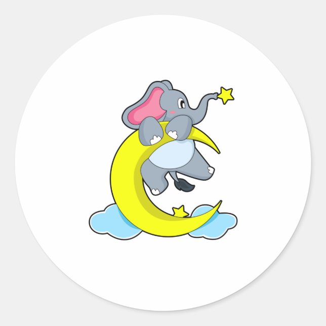 Sticker Rond Eléphant sur les nuages (Devant)