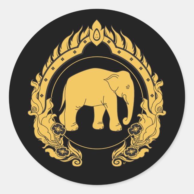 Sticker Rond Elephant thaïlandais (Devant)
