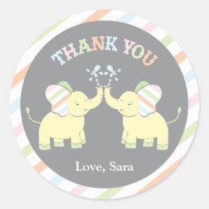 Sticker Rond Eléphant Twin Baby Favoriser l'autocollant