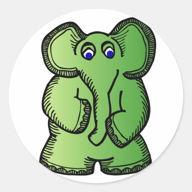 Sticker Rond Eléphant vert (Devant)