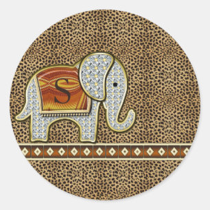 Sticker Rond Elephant Walk Monogram Cheetah ID390