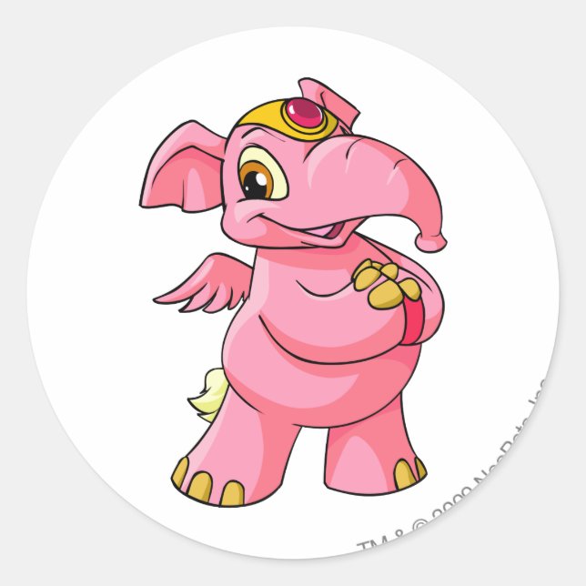 Sticker Rond Elephante rose (Devant)
