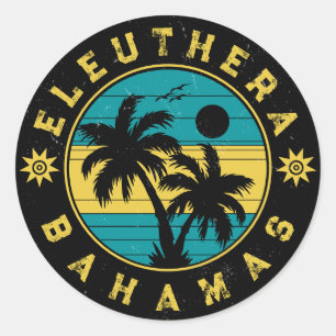 Sticker Rond Eleuthera Island Bahamas Palm Tree Souvenirs