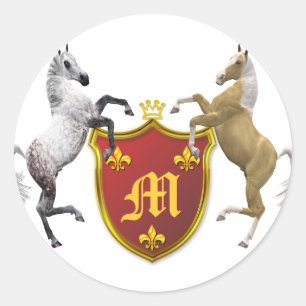 Sticker Rond Élevage de chevaux avec un bouclier héraldique, mo