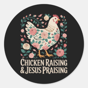 Sticker Rond Élevage de poulet & Chemise de collecte de Jés