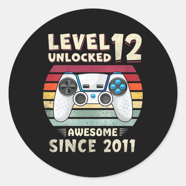 Sticker Rond Eleven 11yr Bday Boy Funny Gamer 11th 11 Year Old  (Devant)