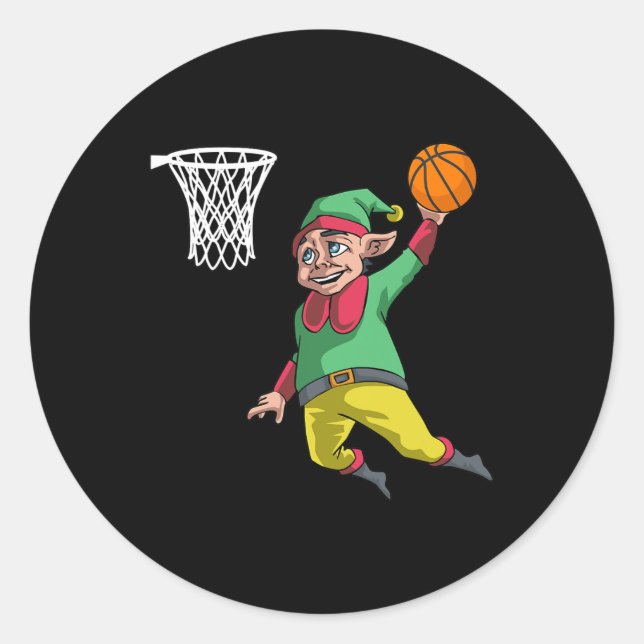 Sticker Rond Elf Basketball Noël Chelem Dunk Gif Pbv (Devant)