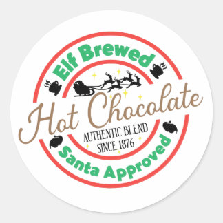 Sticker Rond Elf Brassé Chocolat chaud