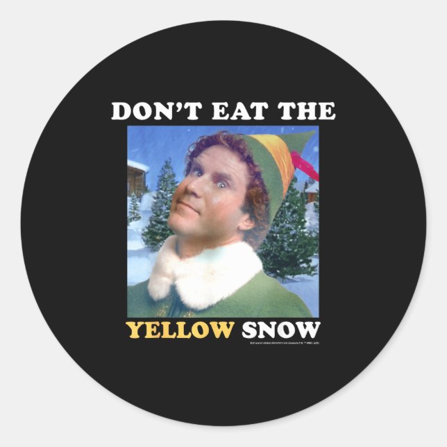 Sticker Rond Elf Don't Eat The Yellow Snow  (Devant)
