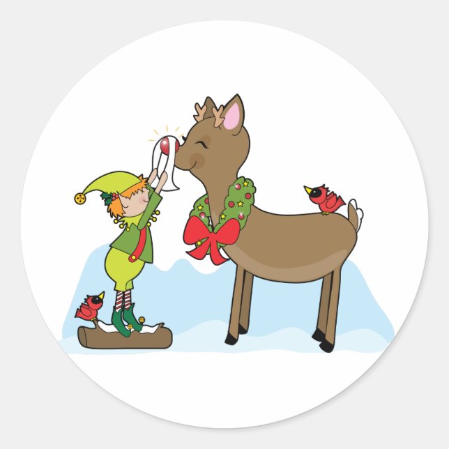 Sticker Rond Elf Et Rudolf (Devant)