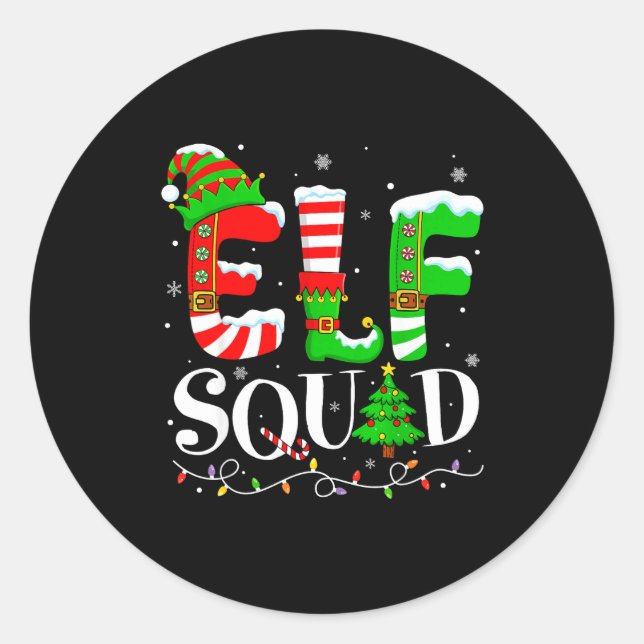 Sticker Rond Elf Family Christmas Matching Pajamas Xmas Kids El (Devant)